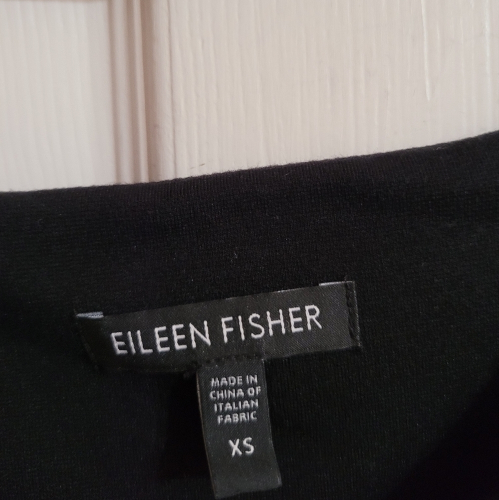 Eileen Fisher Black Ponte V-neck Sleeveless Sheath Dress Size XS Minimalist - Picture 6 of 6